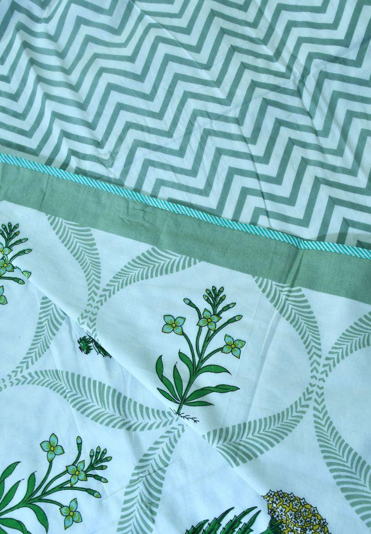 Marigold with Purple Lilly Bedsheet & Dohar Set – Hand Block Printed