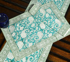 Green Paisley ka Gulistaan Hand Block Cotton Canvas Table Runner & Mat Set