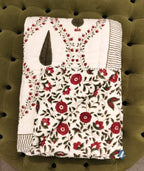 Green & Maroon Tree of Life Patterns Hand Block Quilt/ Razai