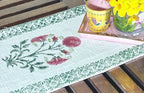 Red Sunflower Hand Block Printed Jute Table Runner