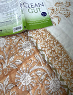 Orange Round Flower Jaal Patterns Bedsheet & Quilt/ Razai Set - Hand Block Printed