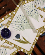Mehndi Green Kaner Rajasthani Floral Table Mat - Moriyo Decor