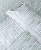 Geometrical Yellow Striped Hand Block Bedsheet with 2 Pillow Cover Set - 220TC