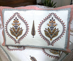 Mustard Lily of Valleys Hand Block Bedsheet with 2 Pillow Cover Set - 220TC