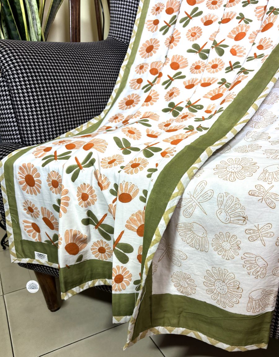 Dragonfly Hand Block Printed  Baby Dohar