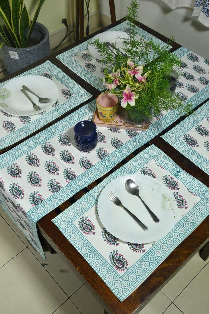 Rangeen Paisley Hand Block Cotton Canvas Table Runner