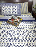 Blue Penguin Design Hand Block Dohar