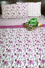Pink Baby Elephant Design Hand Block Dohar