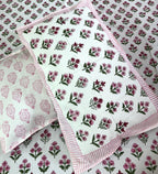 Pink Small Butta Patterns Hand Block Bedsheet with 2 Pillow Cover Set - 400TC