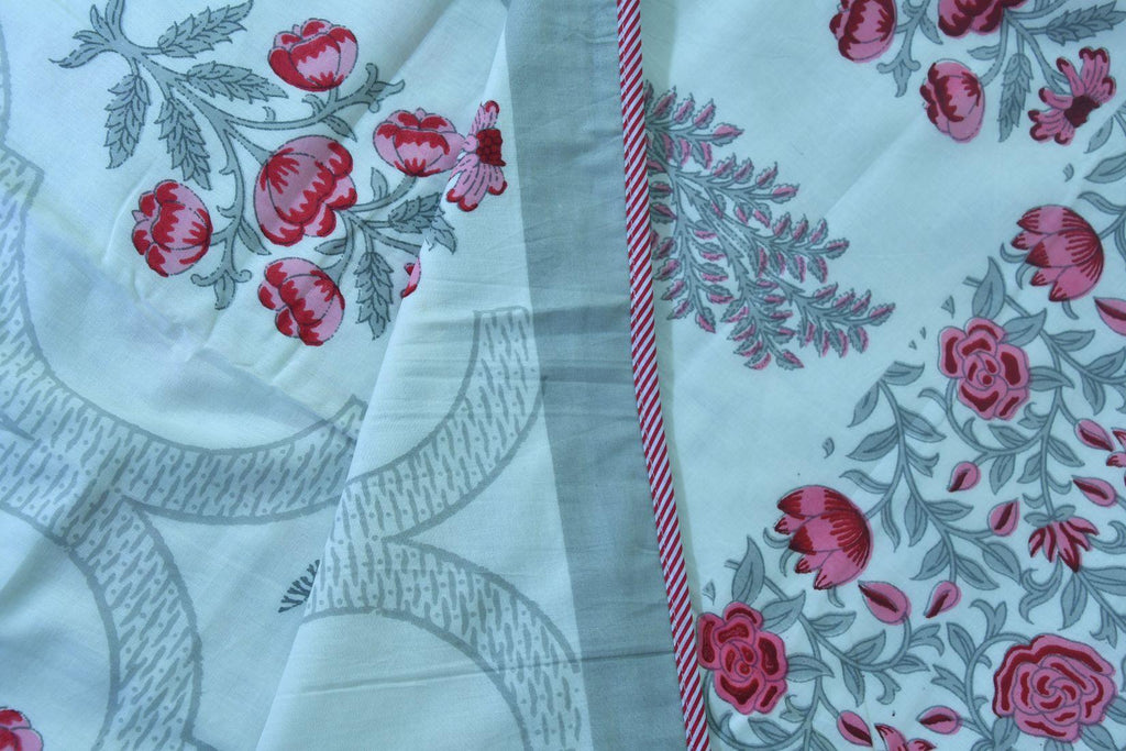 Pink Flower Hand Block Dohar