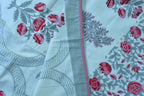 Pink Flower Bedsheet & Dohar Set – Hand Block Printed