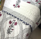 Pink & Blue Lilly Patterns Bedsheet & Quilt/ Razai Set - Hand Block Printed