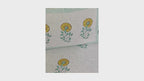 Royal Yellow Sunflower Jute fabric Hand Block Bed Cover with 2 Pillow Cover Set