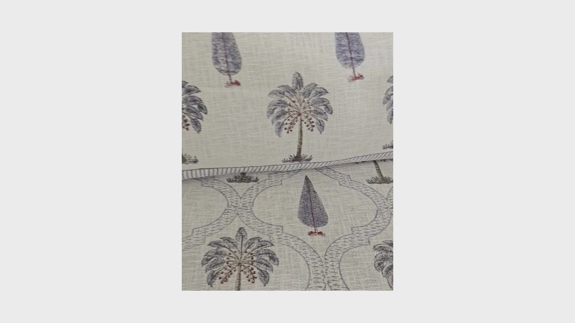 Petal & Palm | Grayish Blue Jute fabric Hand Block Bed Cover with 2 Pillow Cover Set