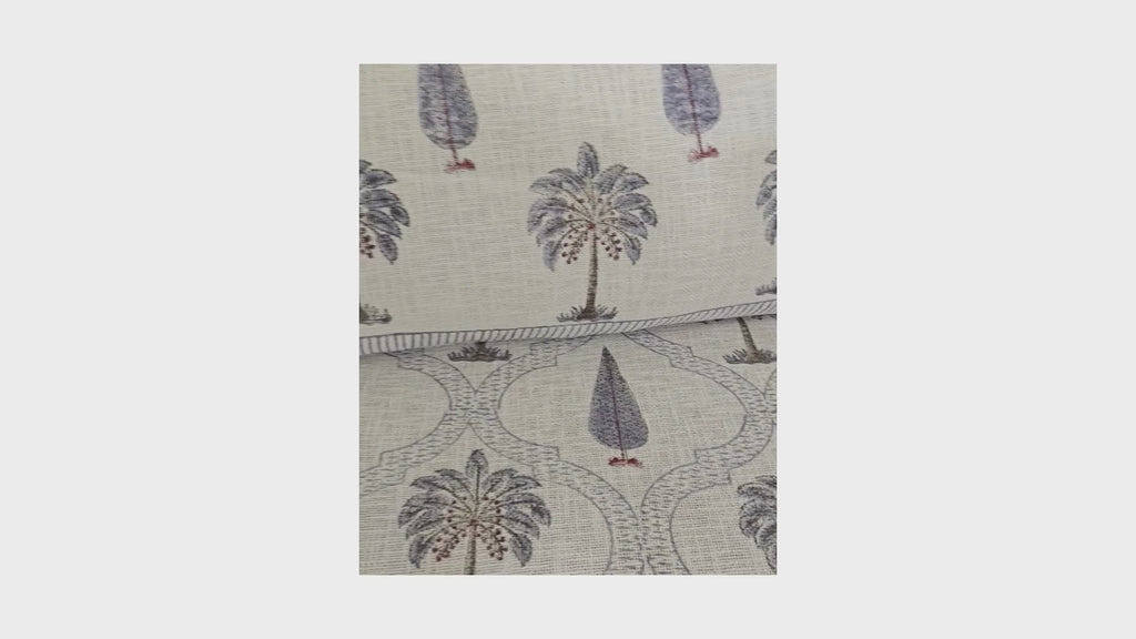 Petal & Palm | Grayish Blue Jute fabric Hand Block Bed Cover with 2 Pillow Cover Set