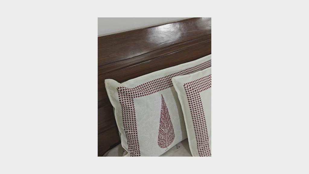 Pink Gulbahaar Branch Hand Block Bedsheet with 2 Pillow Cover Set - 220TC