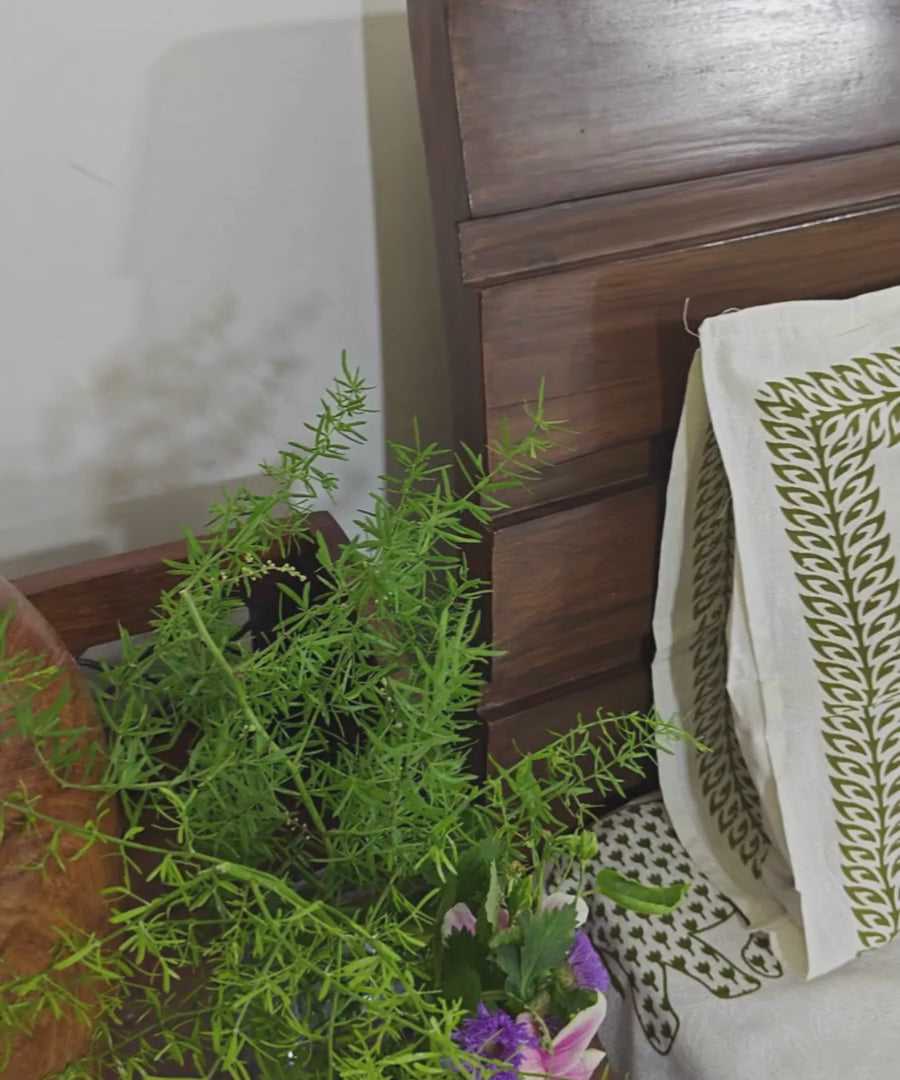 Mehndi Green Haathi with Umbrella Hand Block Bedsheet with 2 Pillow Cover Set - 220TC