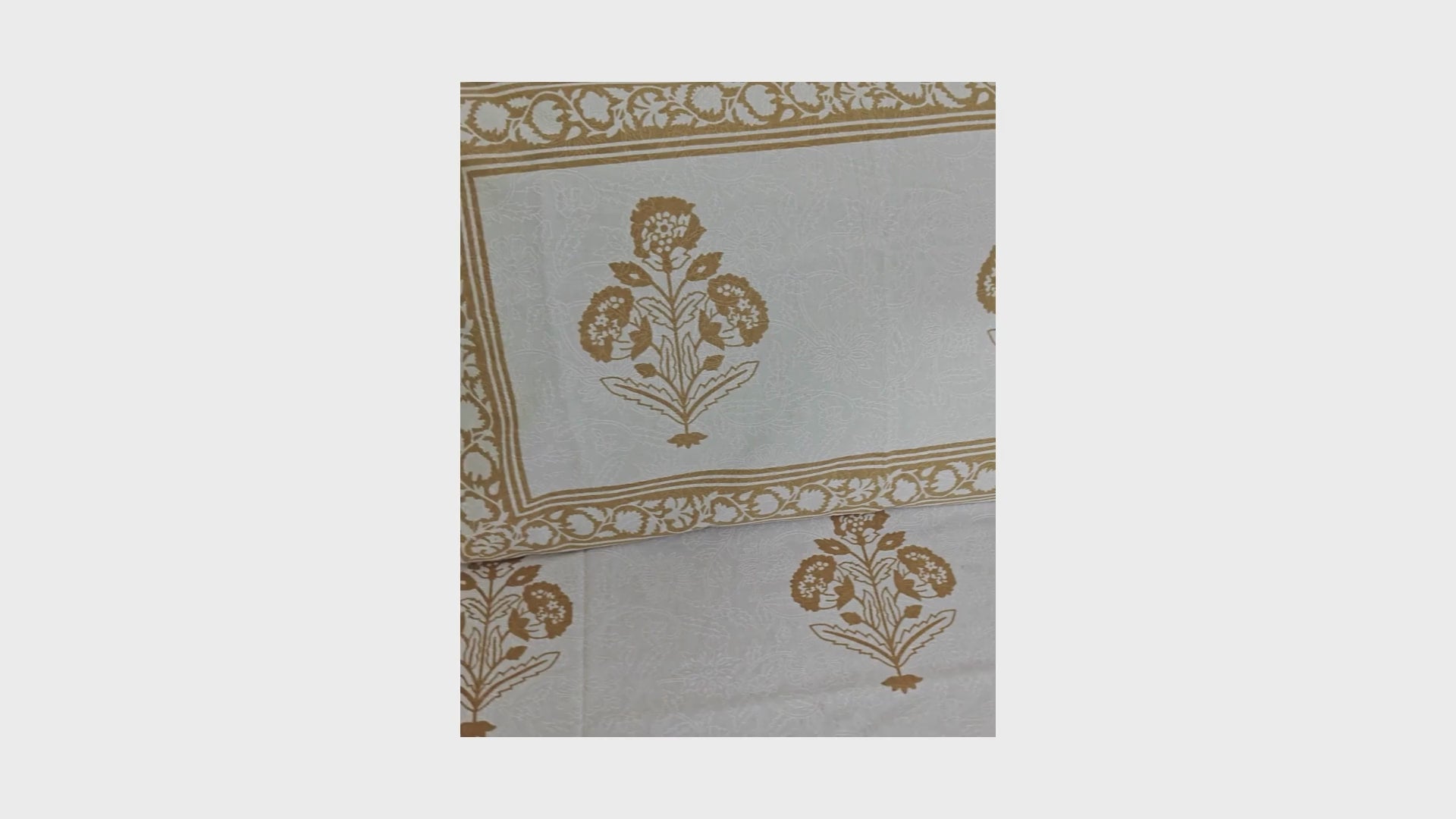 Royal Gold Marigold Hand Block Bedsheet with 2 Pillow Cover Set - 220TC