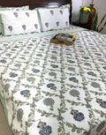 Jacobean floral Blue & Grey Hand Block Muslin Dohar