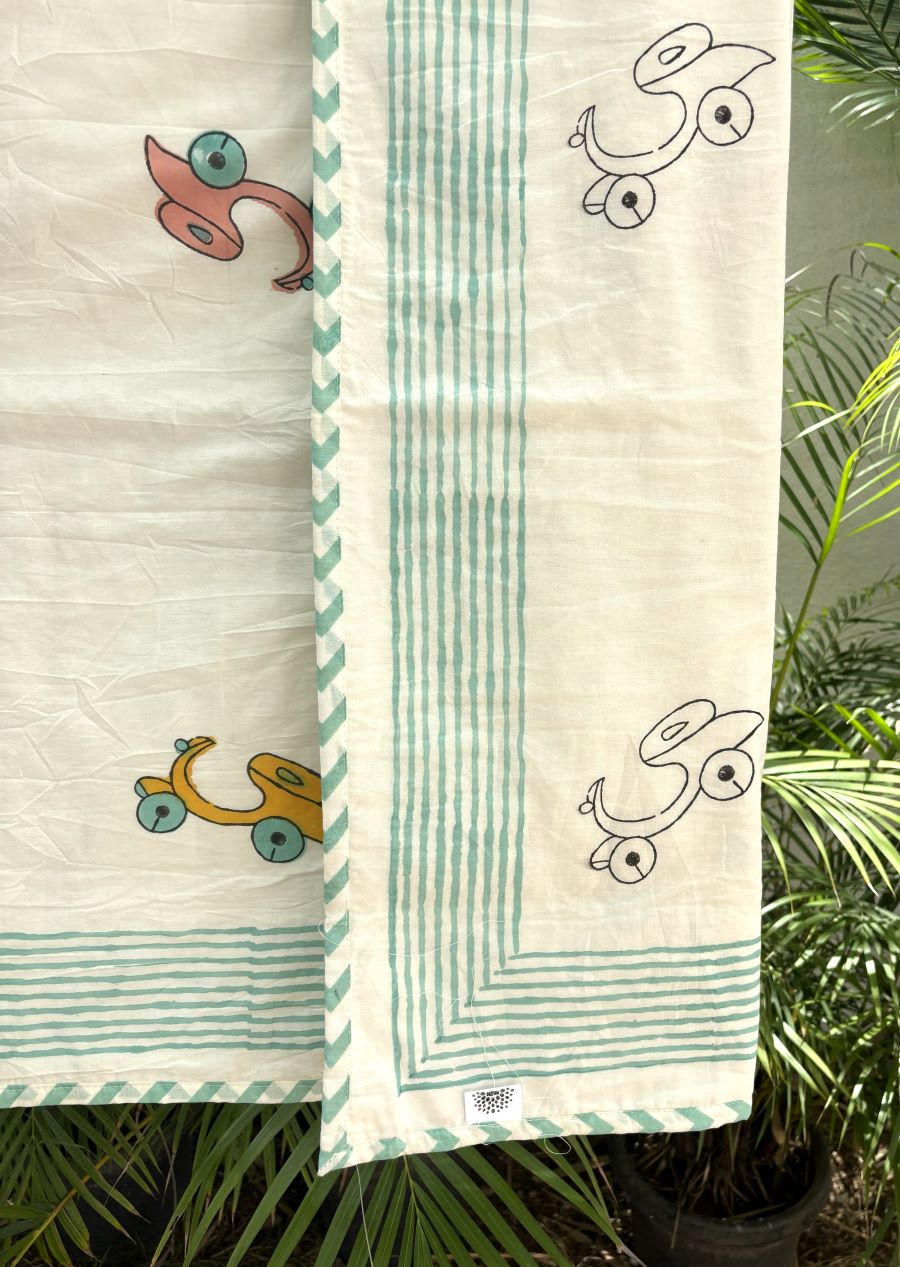 Scooter Hand Block Printed  Baby Dohar